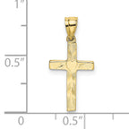 10K Polished and Engraved Cross W/ Heart Center Charm