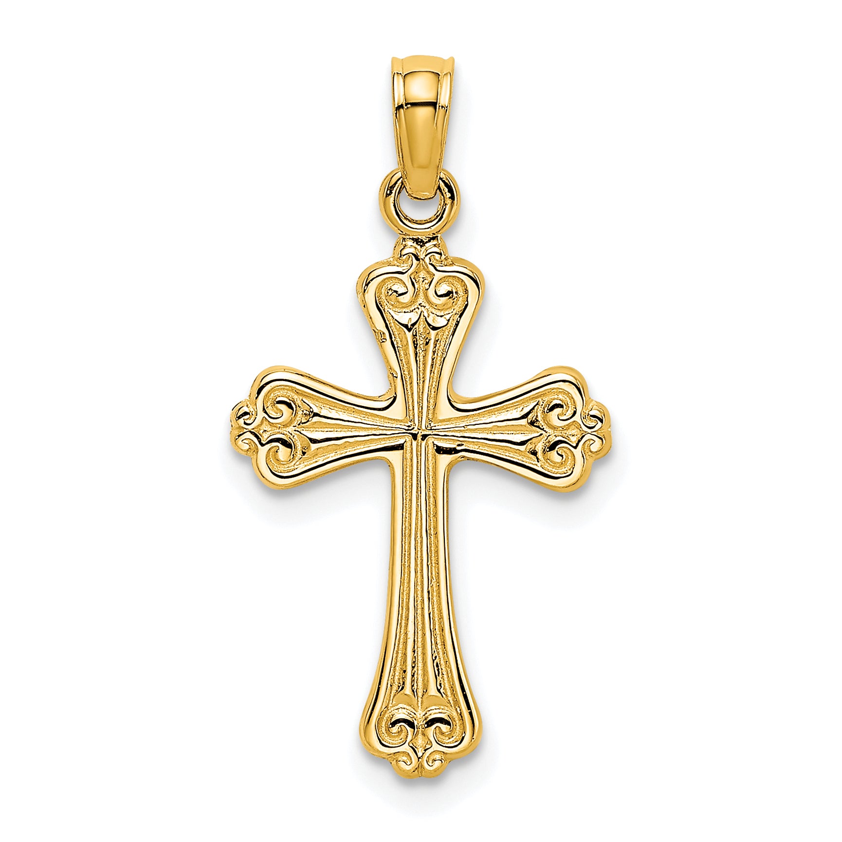10K Polished Engraved Cross Charm Main image