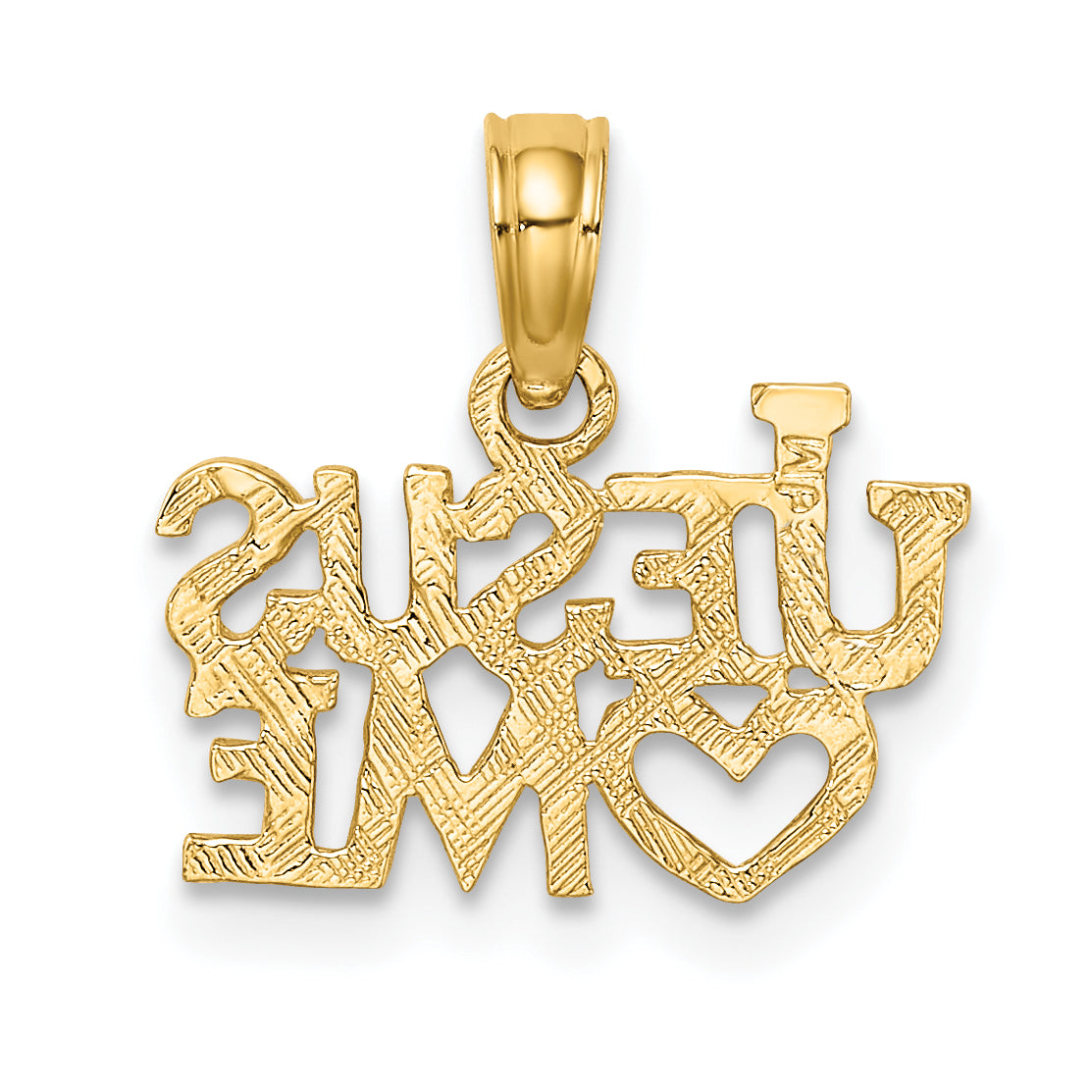 10K Polished / Engraved JESUS HEART ME Charm
