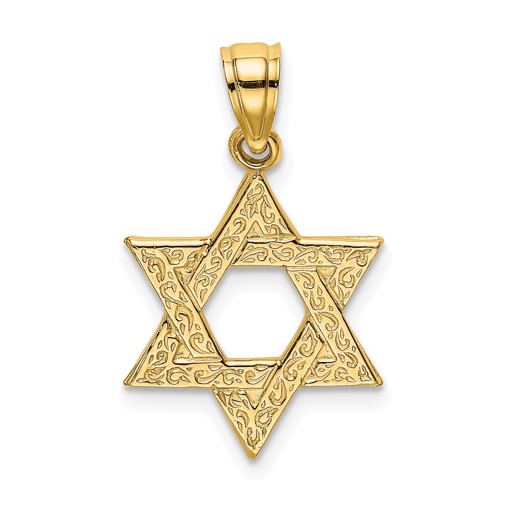 10K Engraved Swirls Star Of David Charm Main image