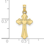 10K Polished Cross w/ Heart Charm