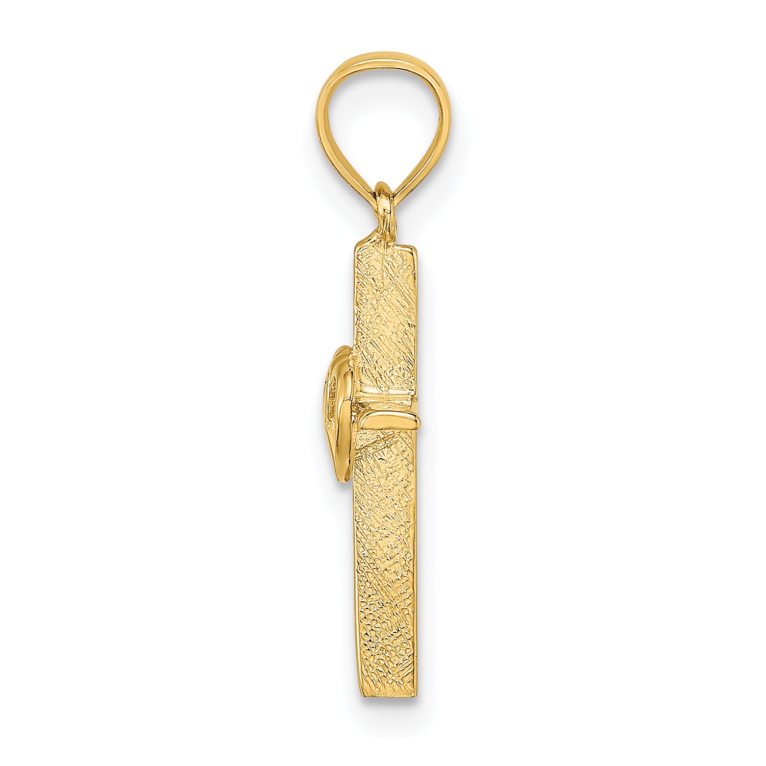 10K Polished Double Hearts On Stick Cross Charm Secondary image