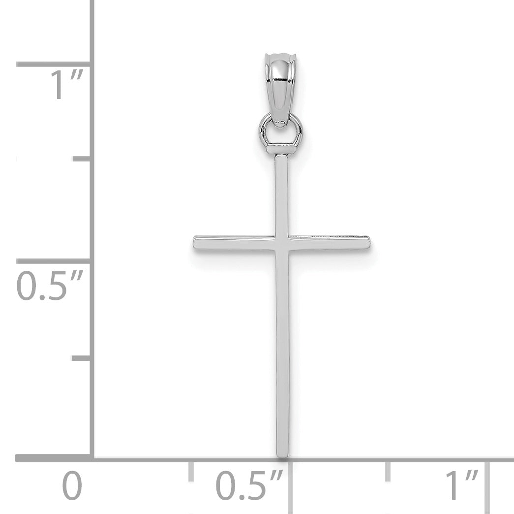 10K White Gold 3-D and Polished Stick Cross Charm Secondary image