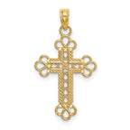 10K Textured and Cut-Out W/ Rope Frame Block Cross Charm