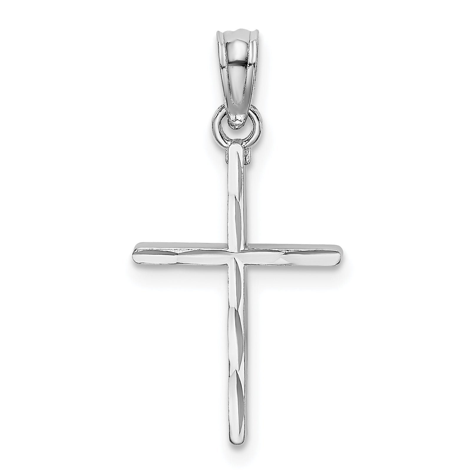 10K White Gold D/C and Polished Cross Charm Main image