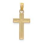 10K Polished Block Style Beaded Edge Cross Charm