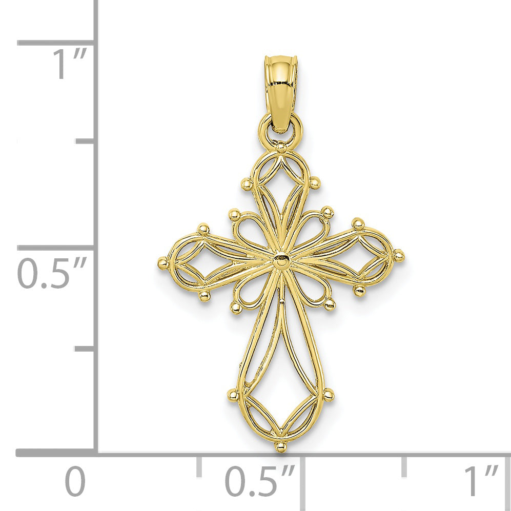 10K Cut-Out Fancy Cross Charm