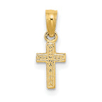 10K Polished and Engraved Mini Cross Charm
