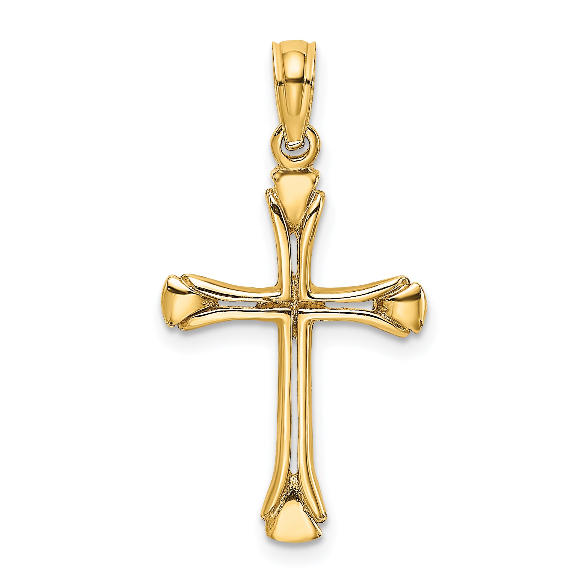 10K Polished Beveled Cut-out Cross Pendant Main image