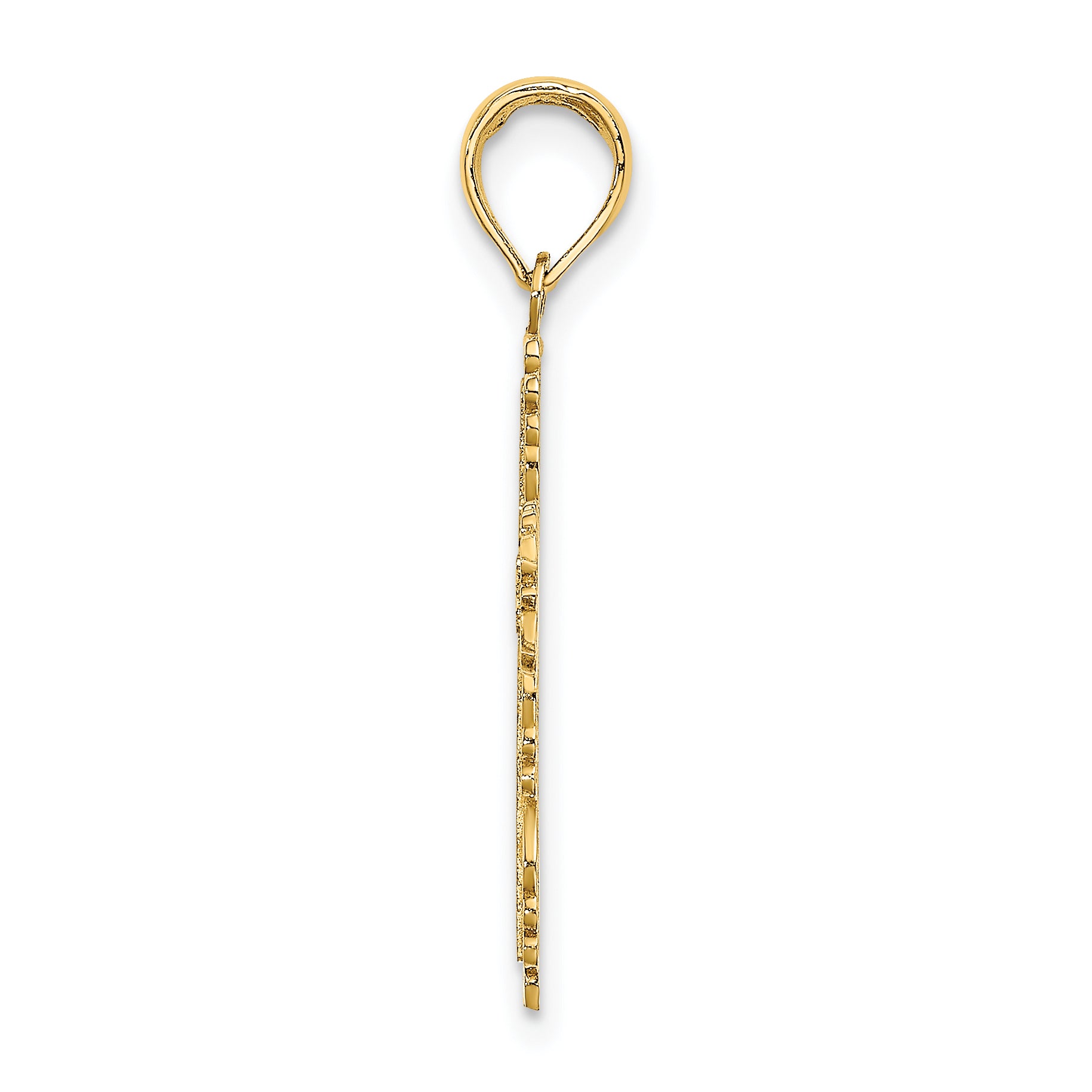 10K Yellow Gold Textured w/ Lace Trim Cross Charm Secondary image