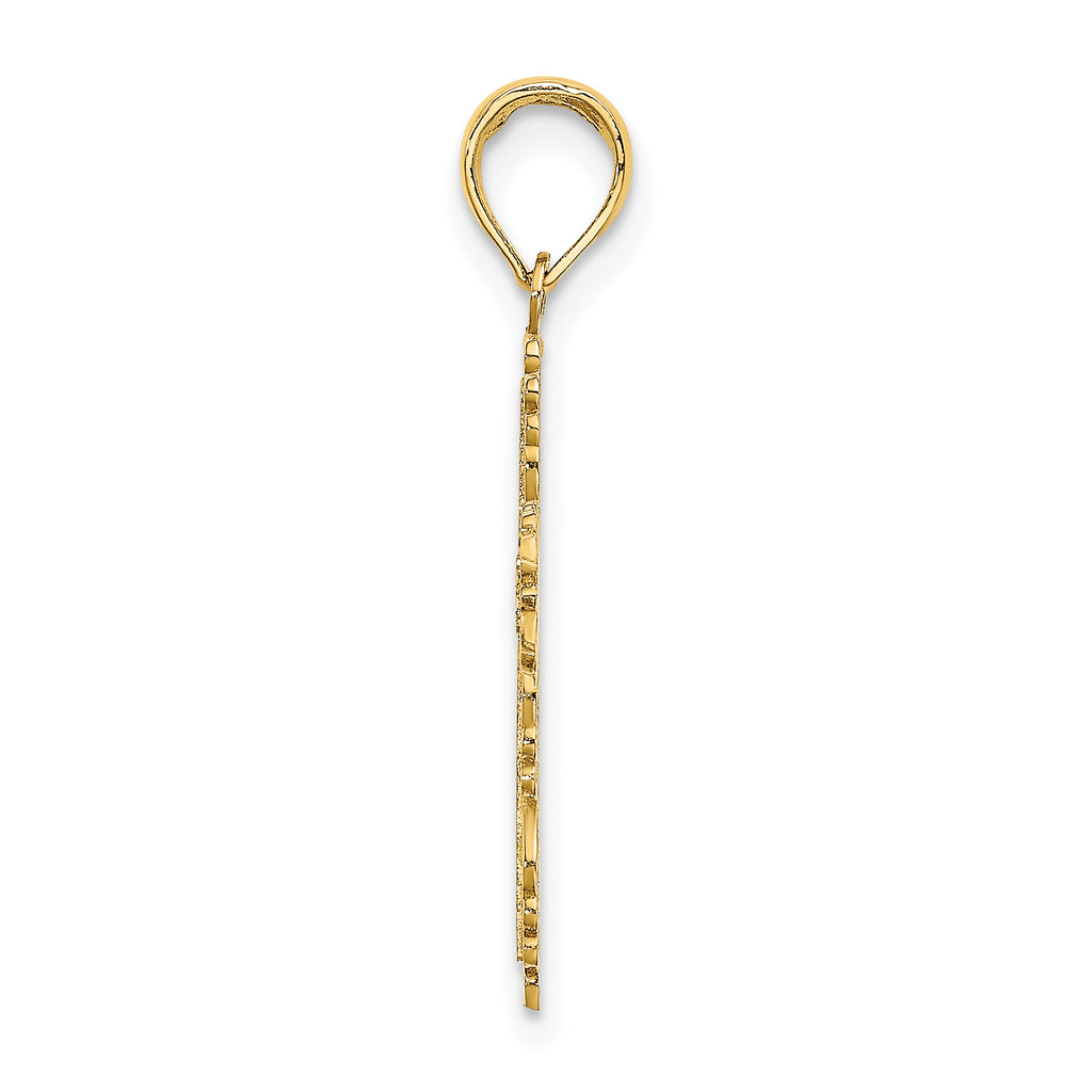 10K None Textured w/ Lace Trim Cross Charm - view 2