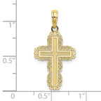 10K None Textured w/ Lace Trim Cross Charm - view 3