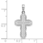 10K White Gold White Gold Textured w/ Lace Trim Cross Charm - view 3