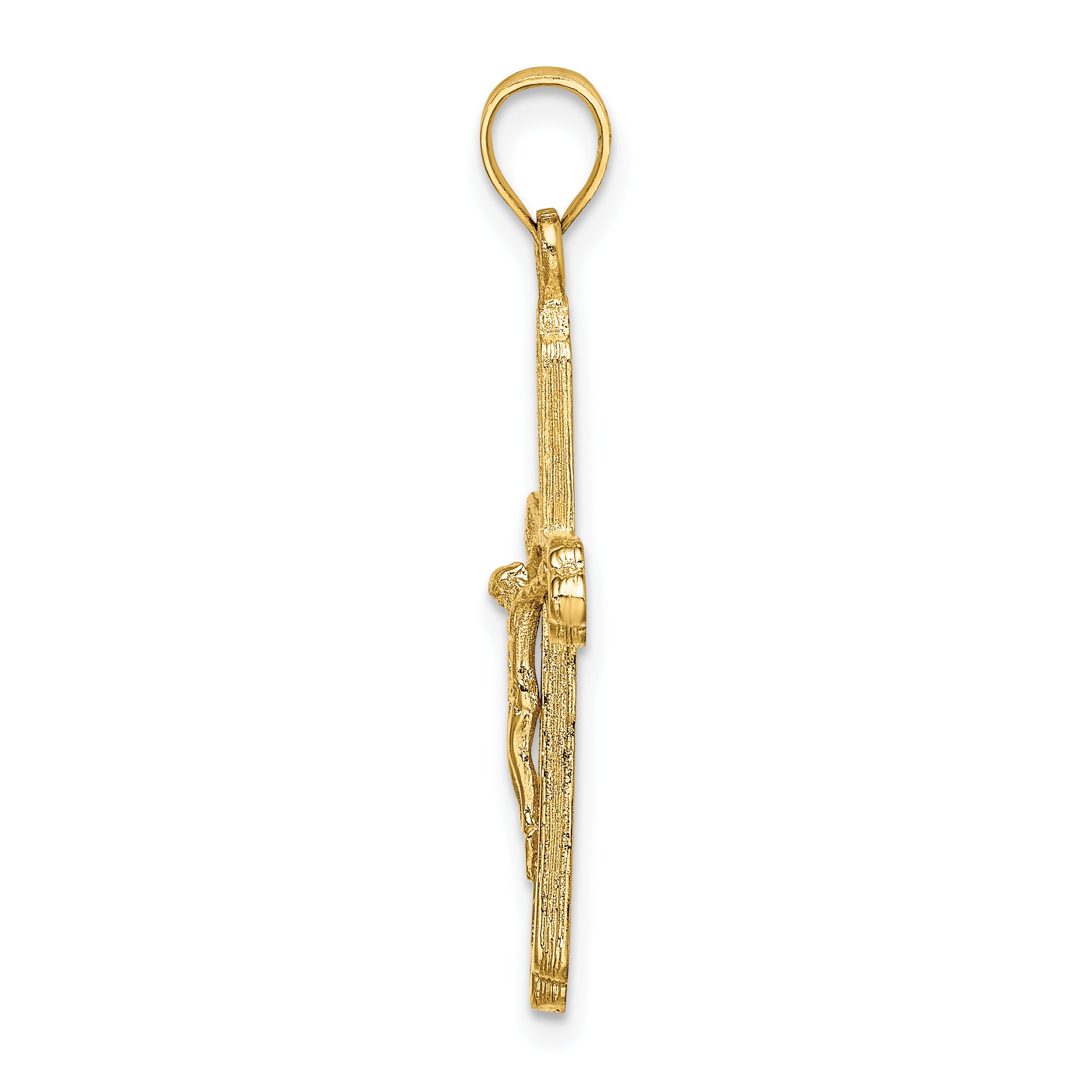 10K Textured Crucifix Charm
