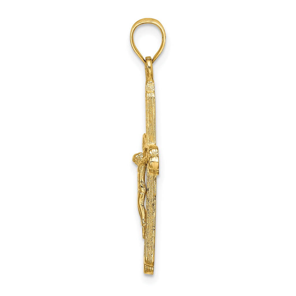 10K Textured Crucifix Charm