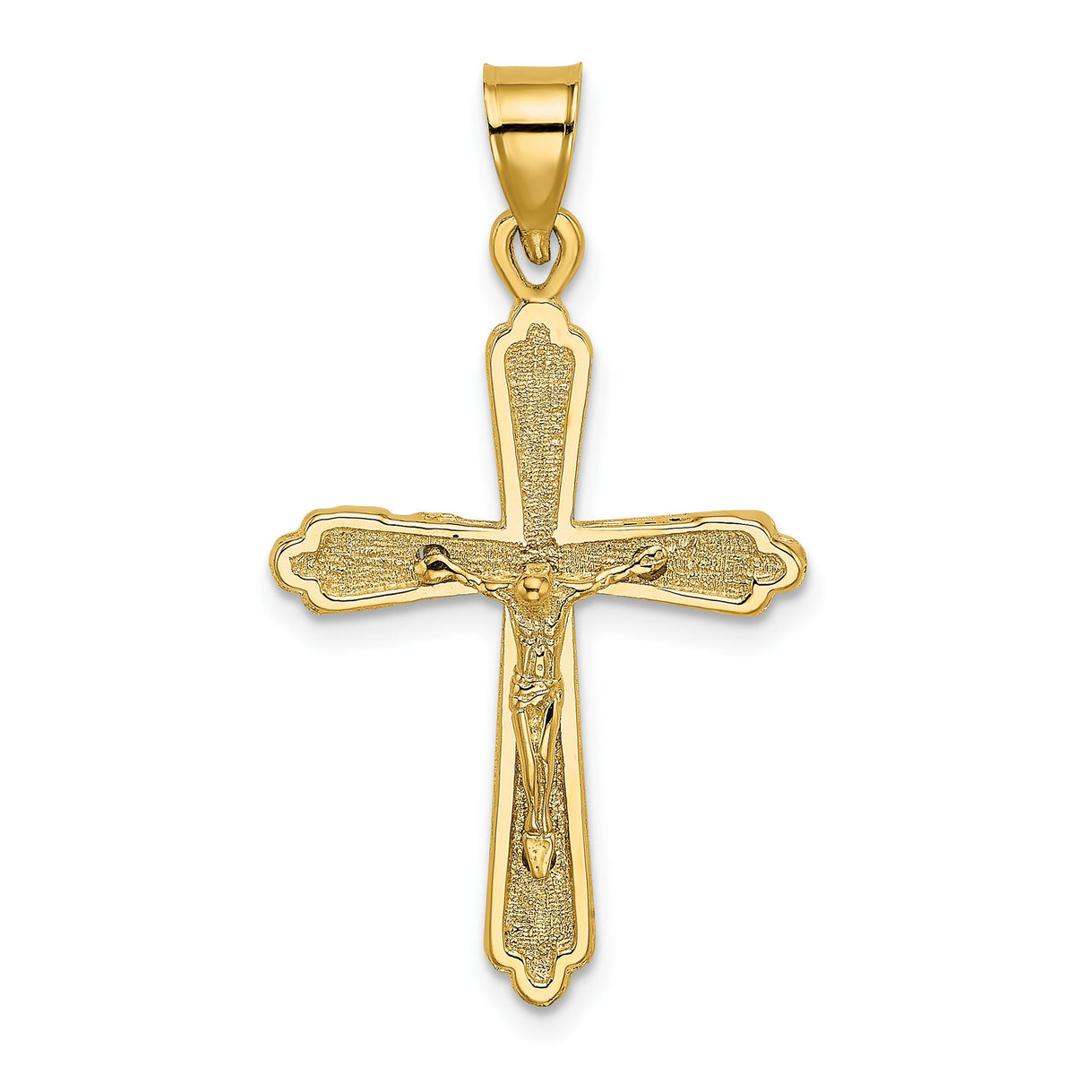 Crucifix Charm in 10K Yellow Gold, 33mm Textured - Sophia Jewelers Main image