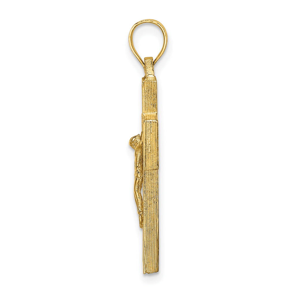 10K Textured Crucifix w/ Frame Charm