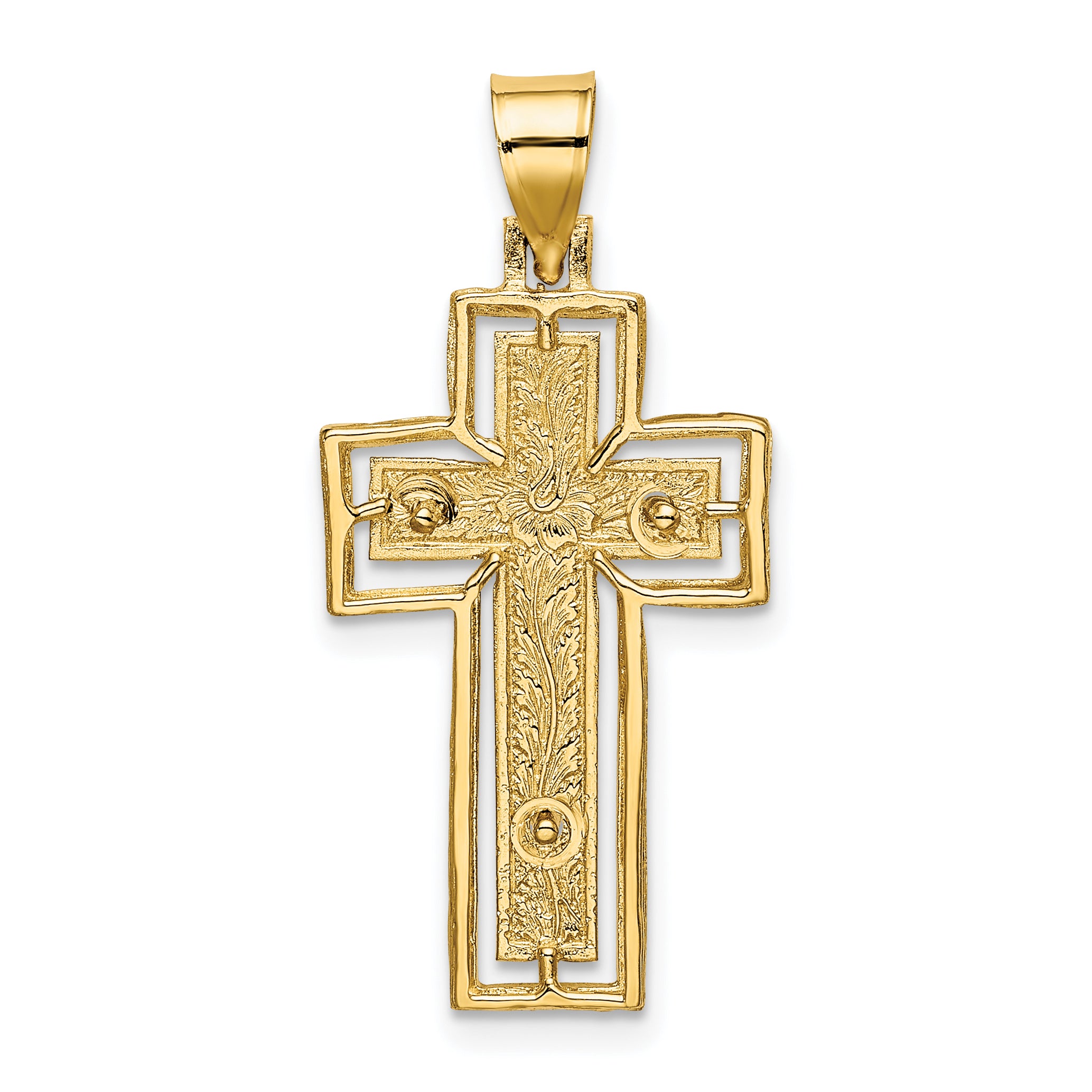 10K Textured Crucifix w/ Frame Charm