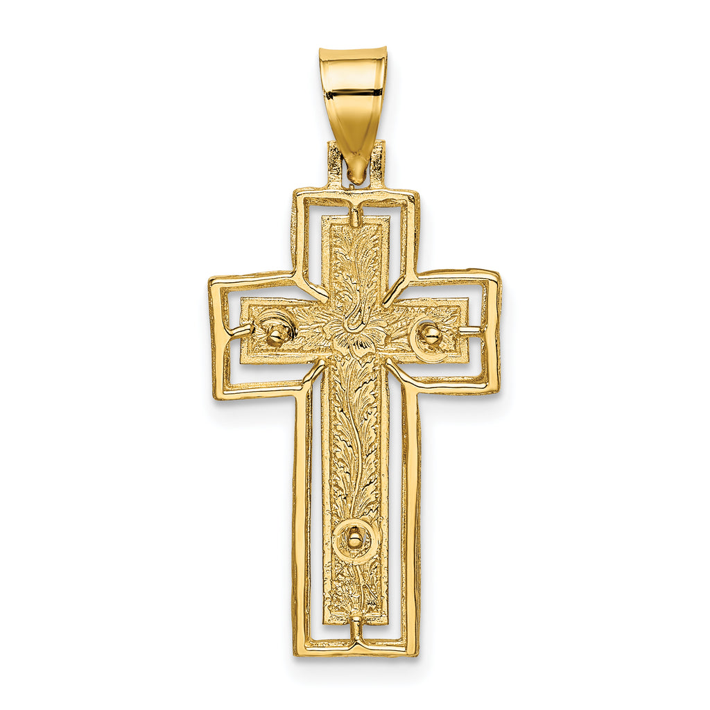 10K Textured Crucifix w/ Frame Charm