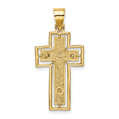 10K Textured Crucifix w/ Frame Charm
