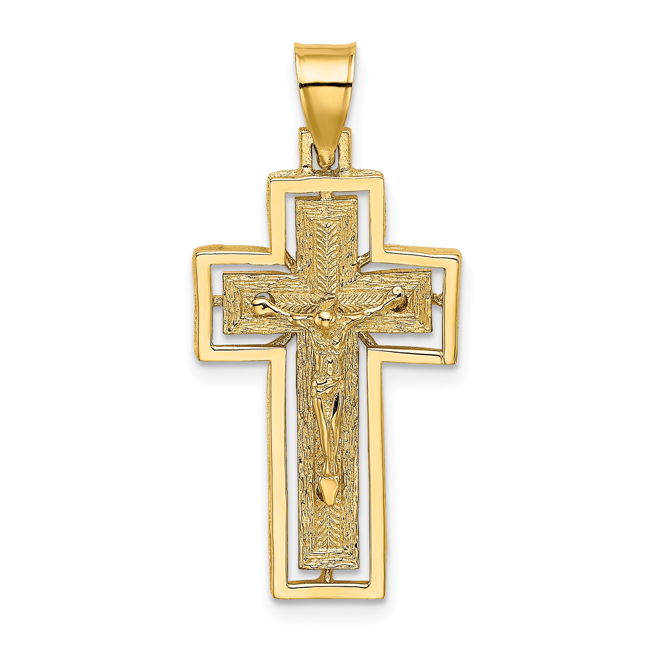 10K Textured Crucifix w/ Frame Charm Main image