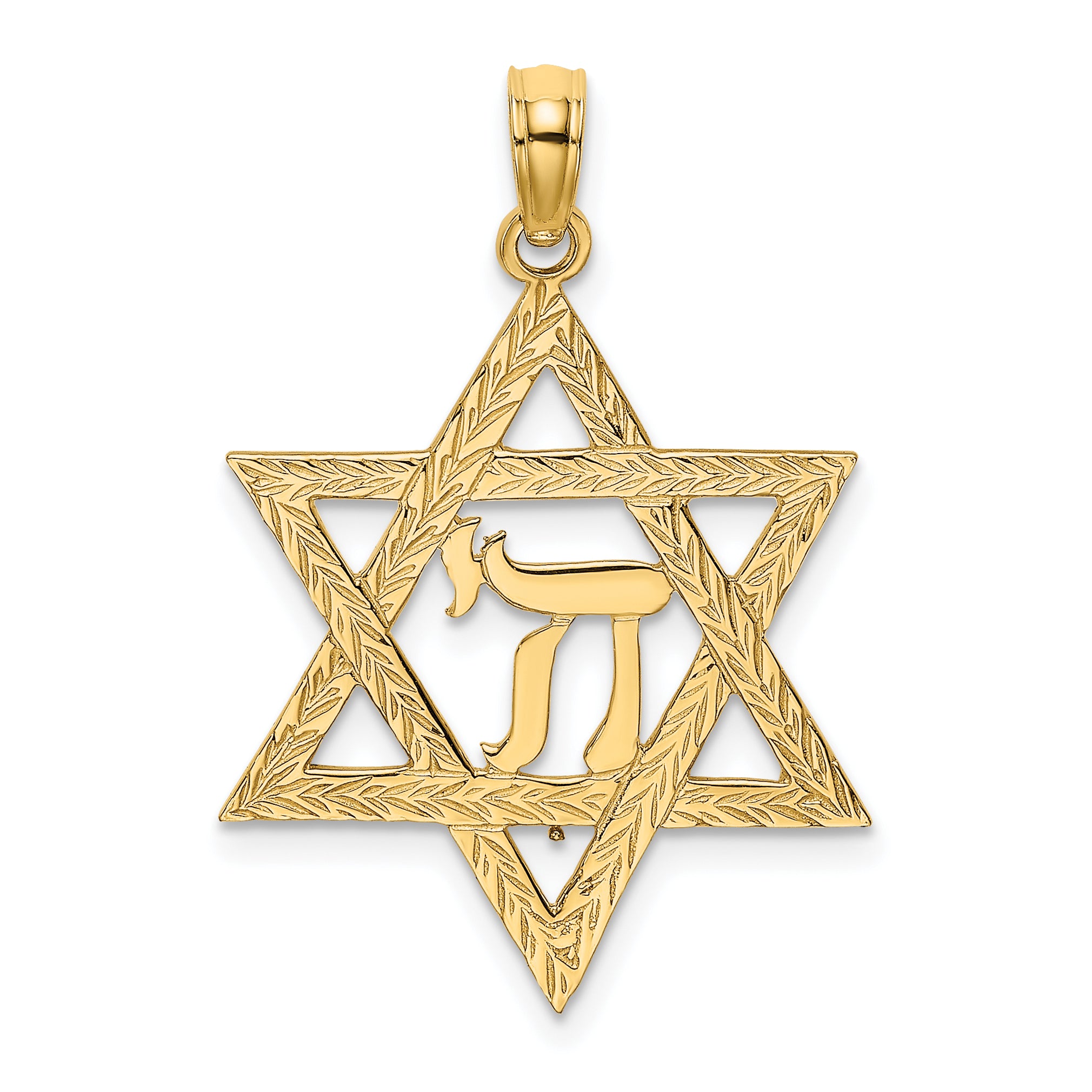 10K Star of David W/ Chai Center  Charm Main image