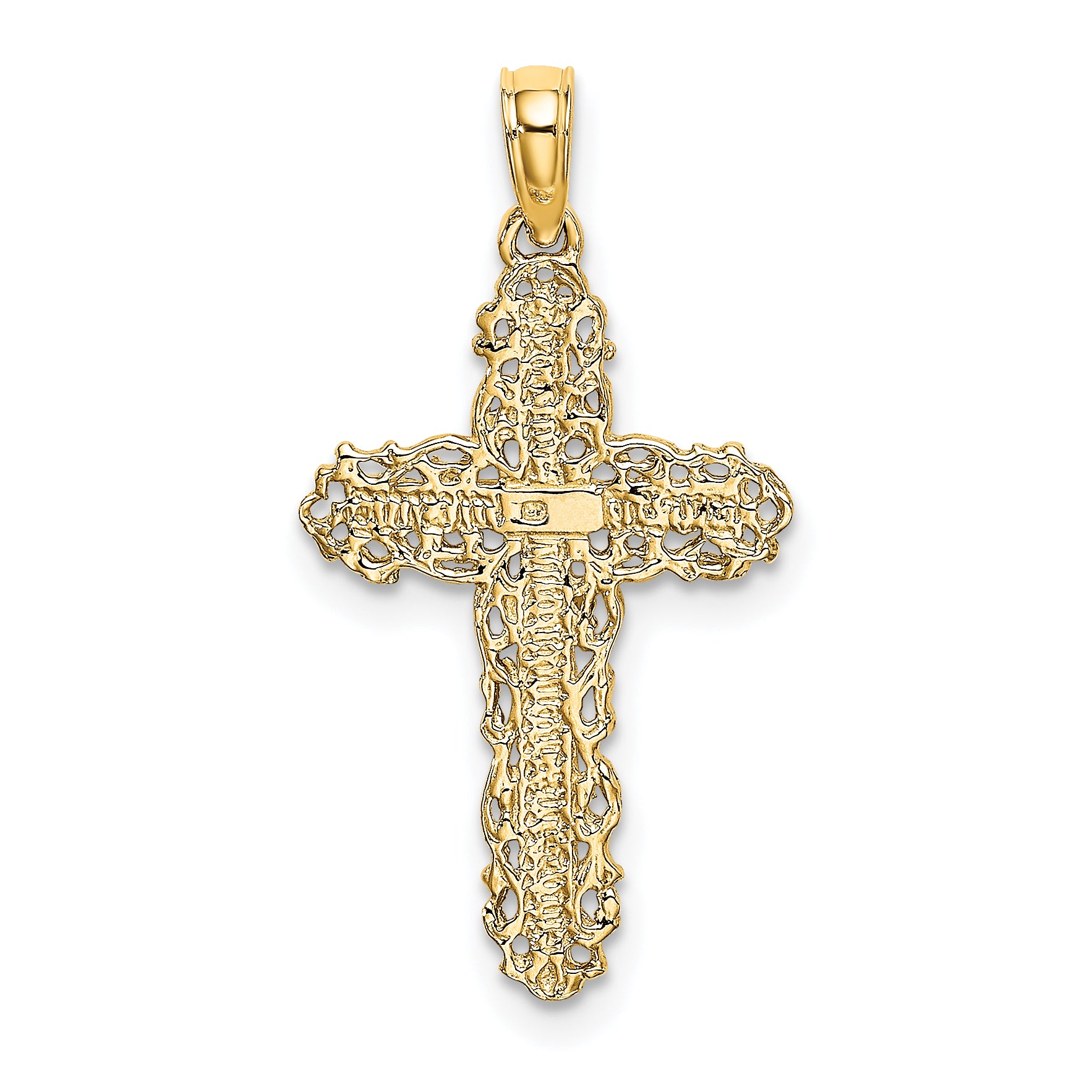 10K Cross w/ Filigree Lace Trim Charm