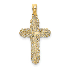 10K Cross w/ Filigree Lace Trim Charm