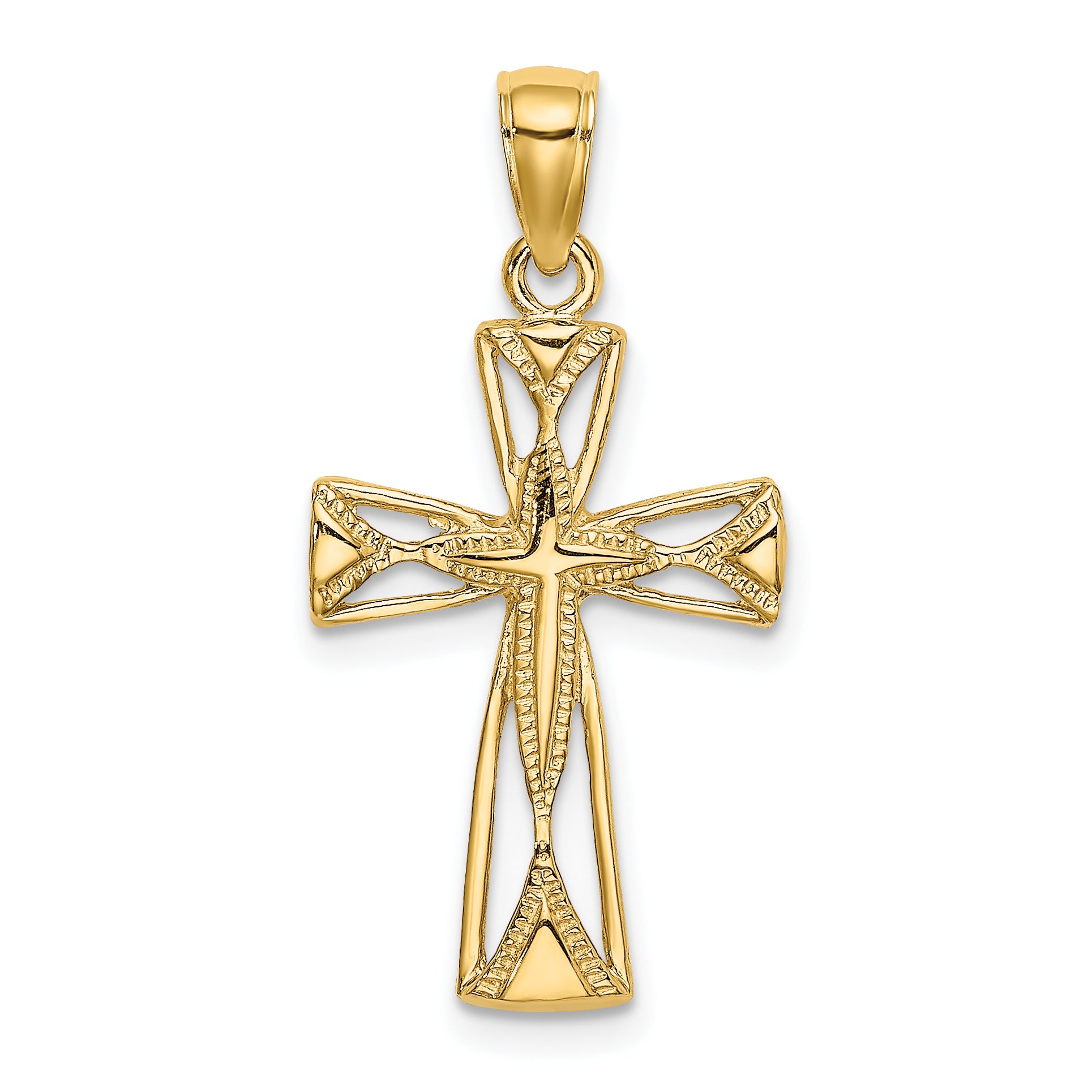 10K Polished Cut-Out Design Cross Charm Main image