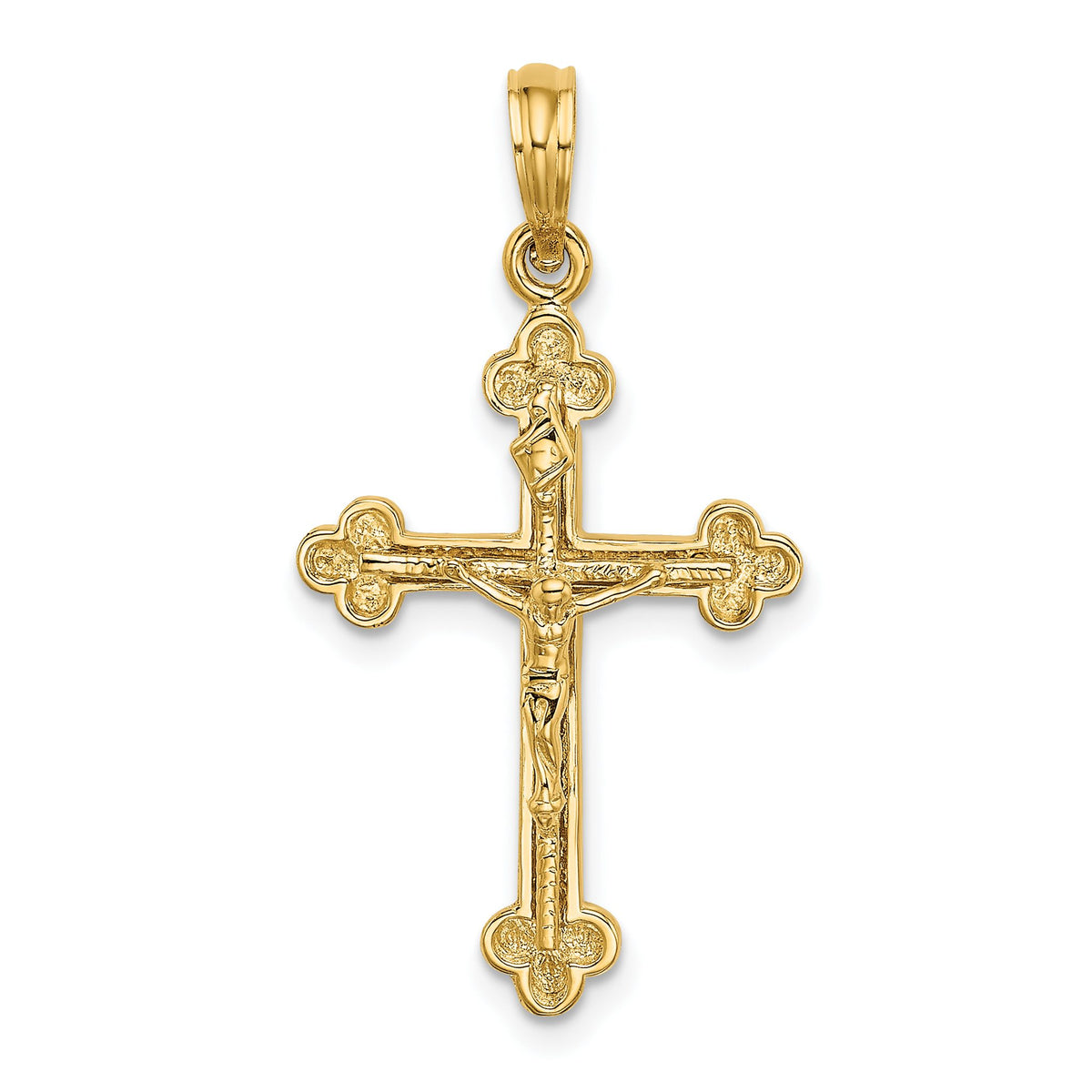 Budded Crucifix Charm in 10K Yellow Gold, 31mm - Sophia Jewelers Main image