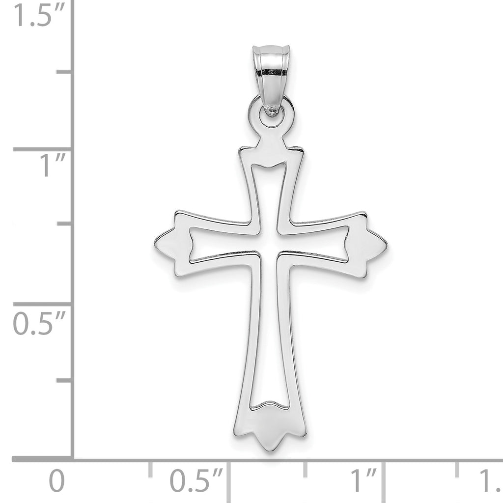 10K White Gold White Gold Polished  Cut-Out Cross Charm - view 2