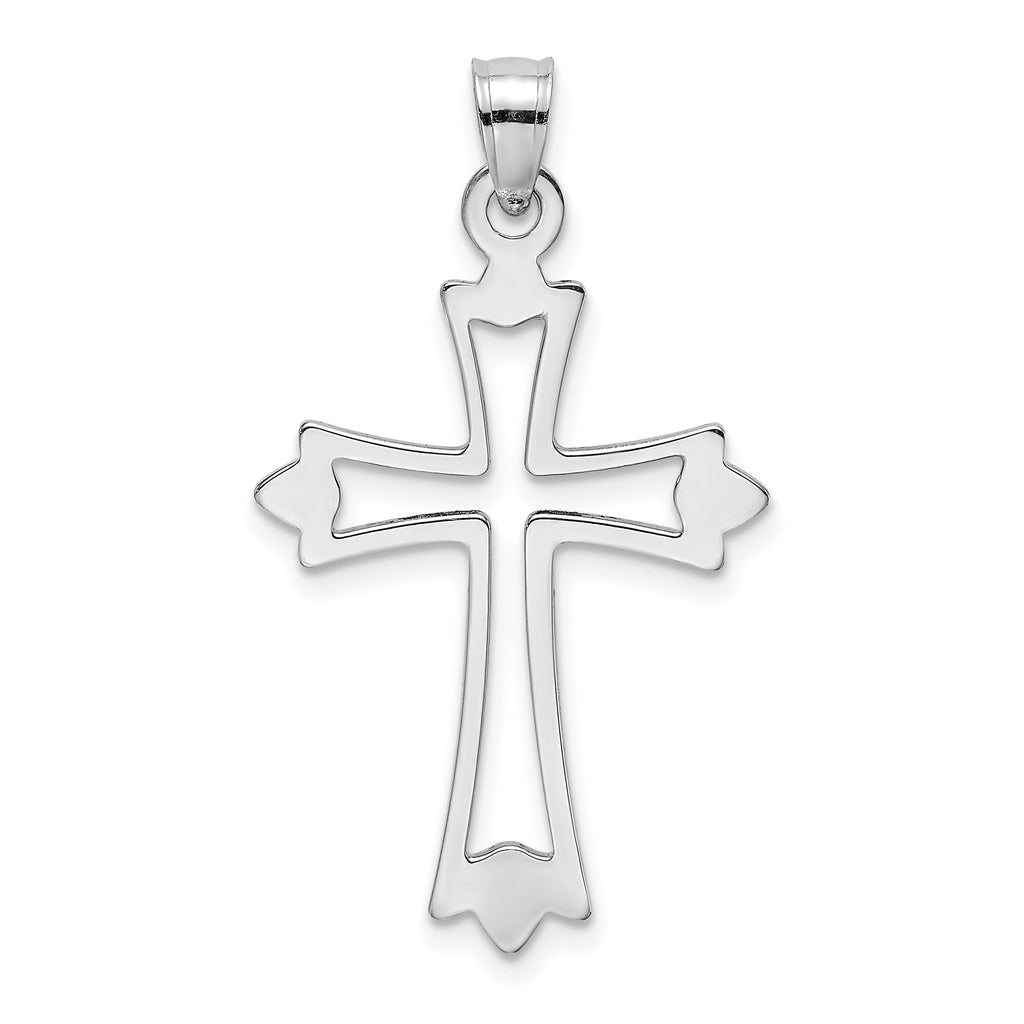 10K White Gold White Gold Polished  Cut-Out Cross Charm