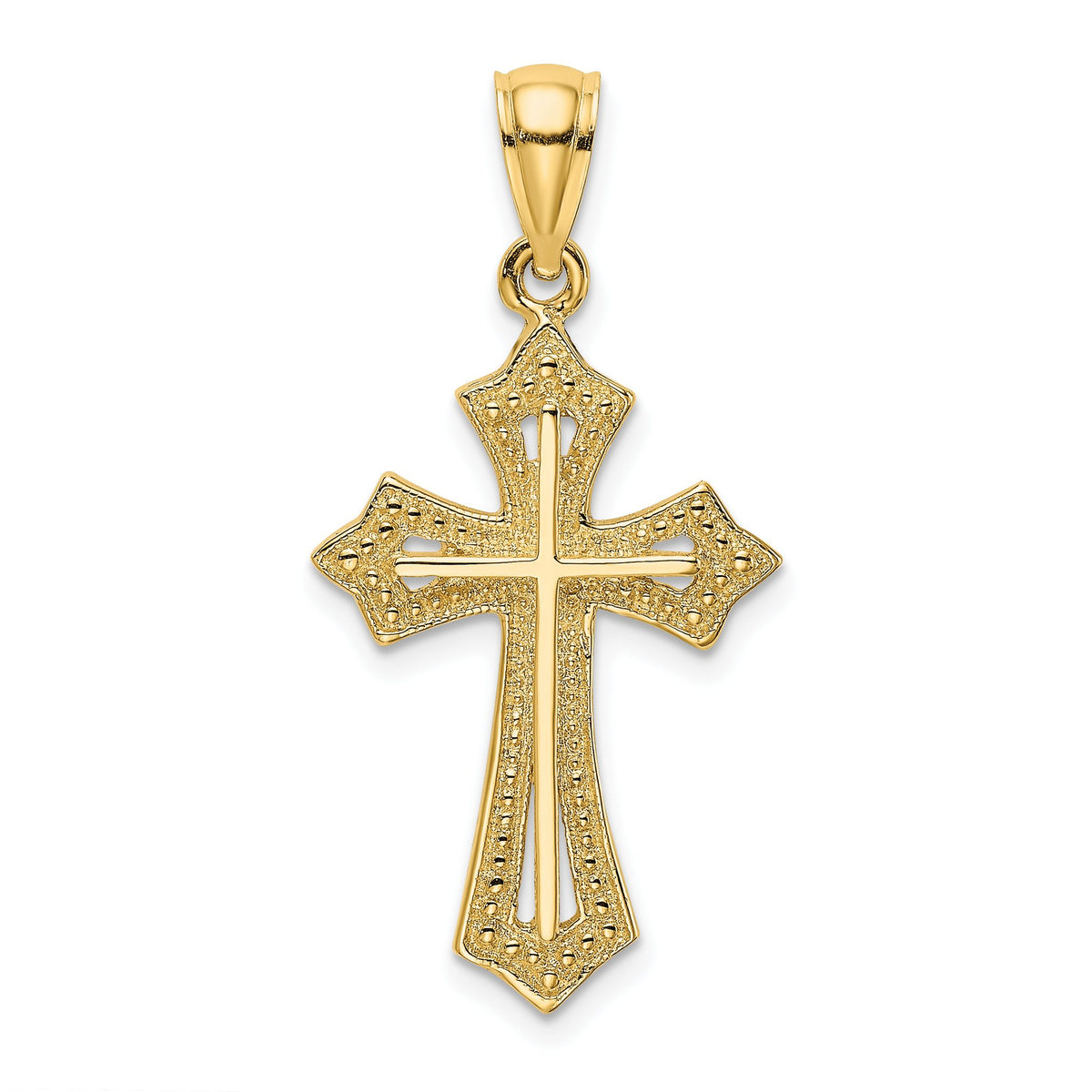 Beaded Cross Charm in 10K Yellow Gold, 23mm - Sophia Jewelers Main image
