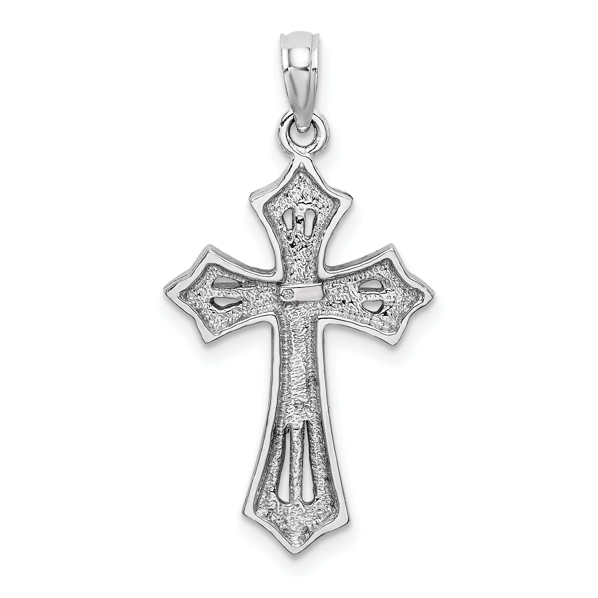 10K White Gold Beaded Cross Charm