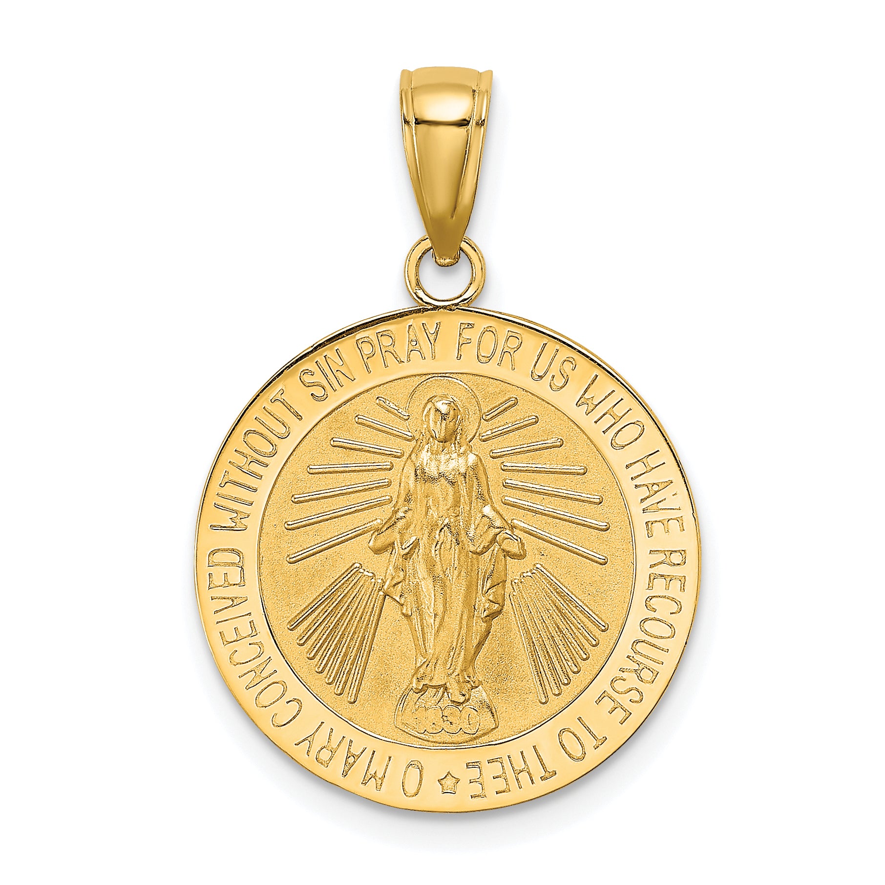10K Polished and Satin Miraculous Medal Charm Main image