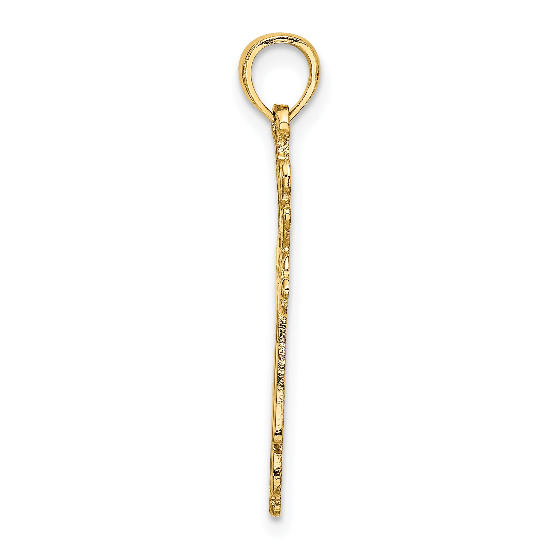 10K Cross Cut-Out w/ Heart Ends Charm