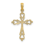 10K Cross Cut-Out w/ Heart Ends Charm