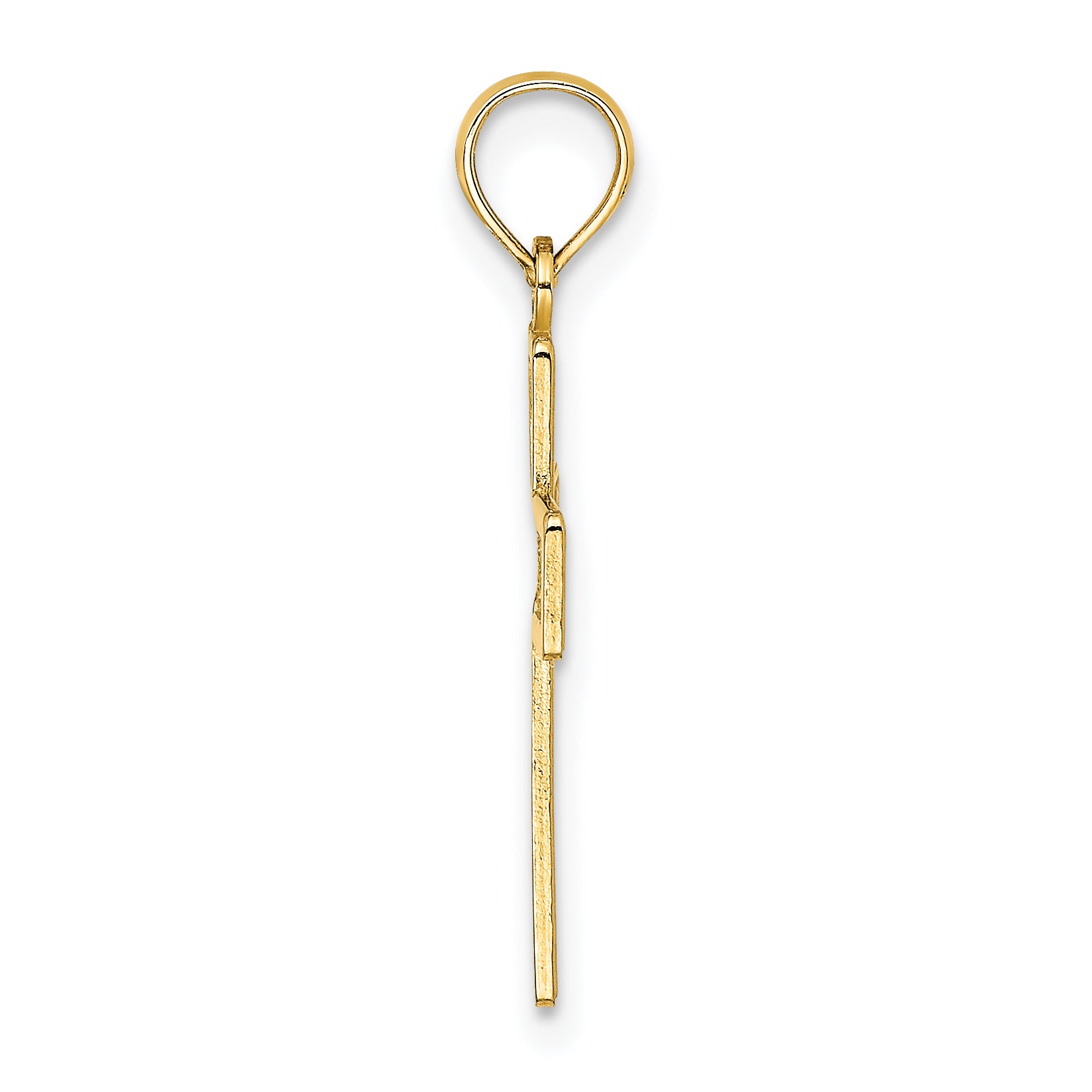 10K None Textured Lace Center Cross Charm - view 2