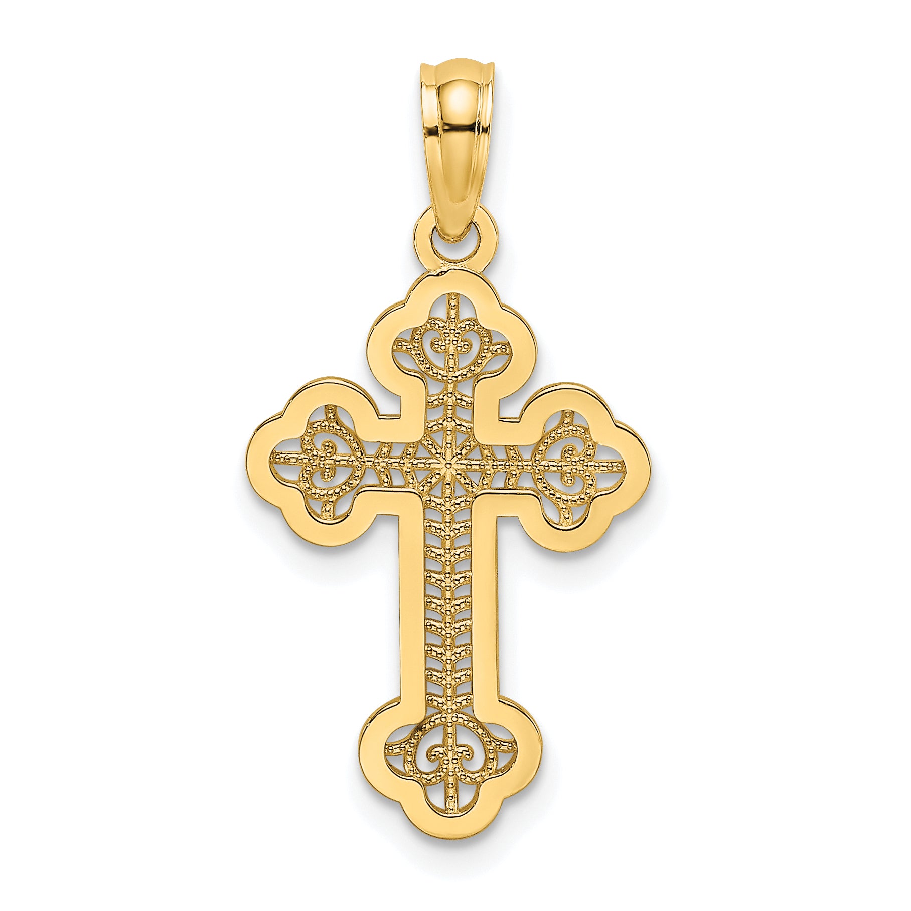 10K Lace Center Budded Cross Charm Main image