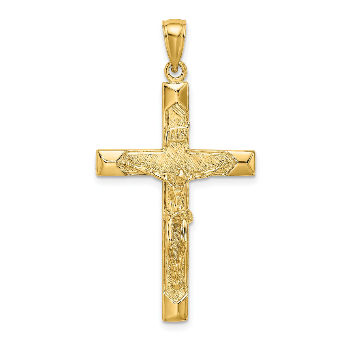 Crucifix Charm in 10K Yellow Gold, 40mm Textured - Sophia Jewelers Main image