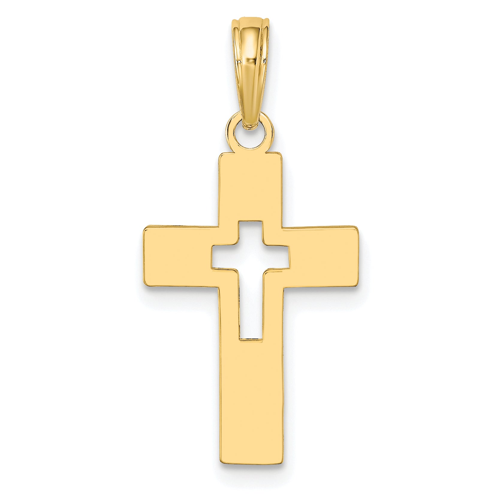 10K Polished Cut-Out Cross Charm Main image