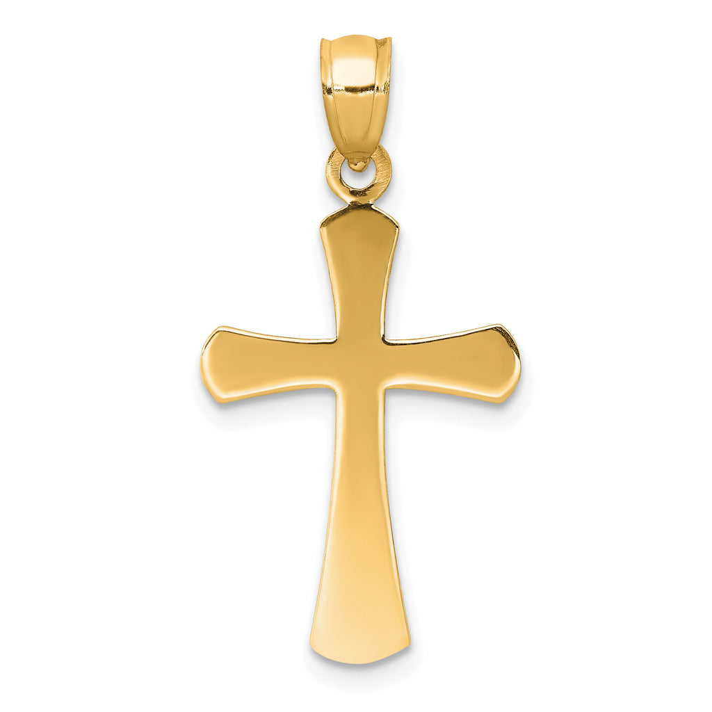 10K None Polished Beveled Cross w/ Round Tips Charm - view 4