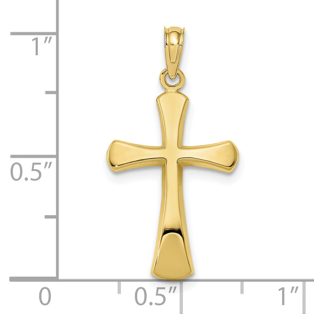 10K None Polished Beveled Cross w/ Round Tips Charm - view 3