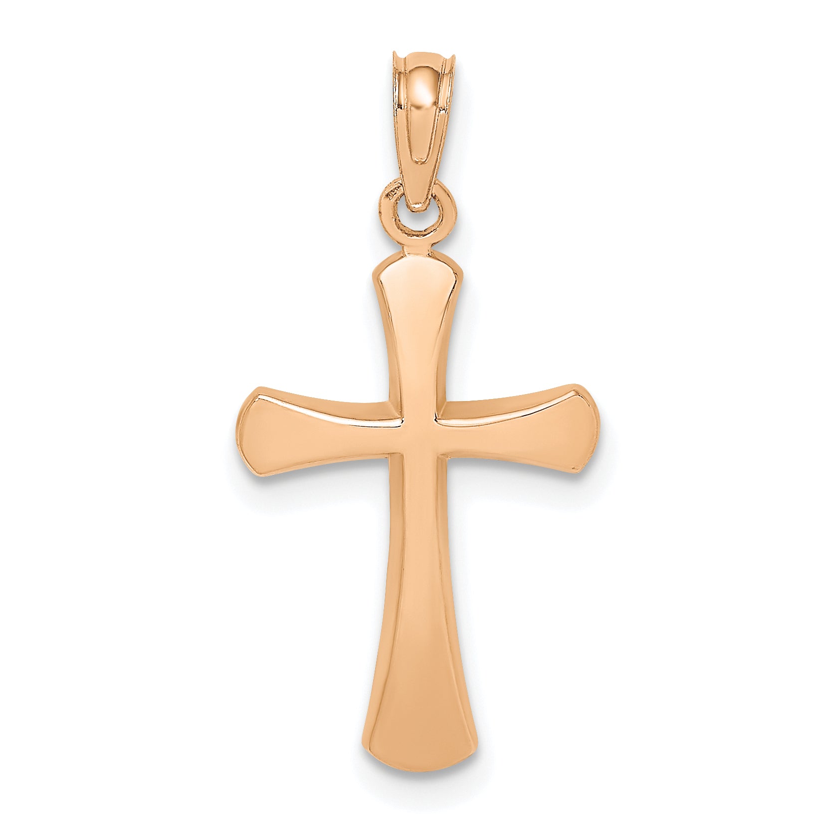 10K Rose Gold Polished Beveled Cross w/ Round Tips Charm Main image