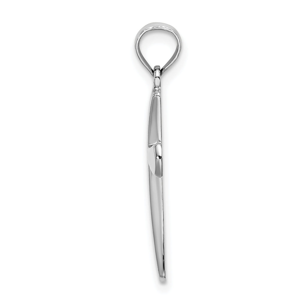 10K White Gold White Gold Polished Beveled Cross w/ Round Tips Charm - view 2
