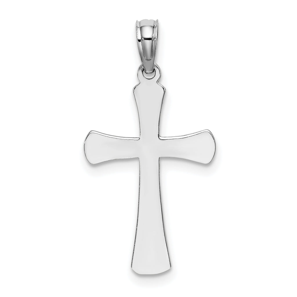 10K White Gold White Gold Polished Beveled Cross w/ Round Tips Charm - view 4
