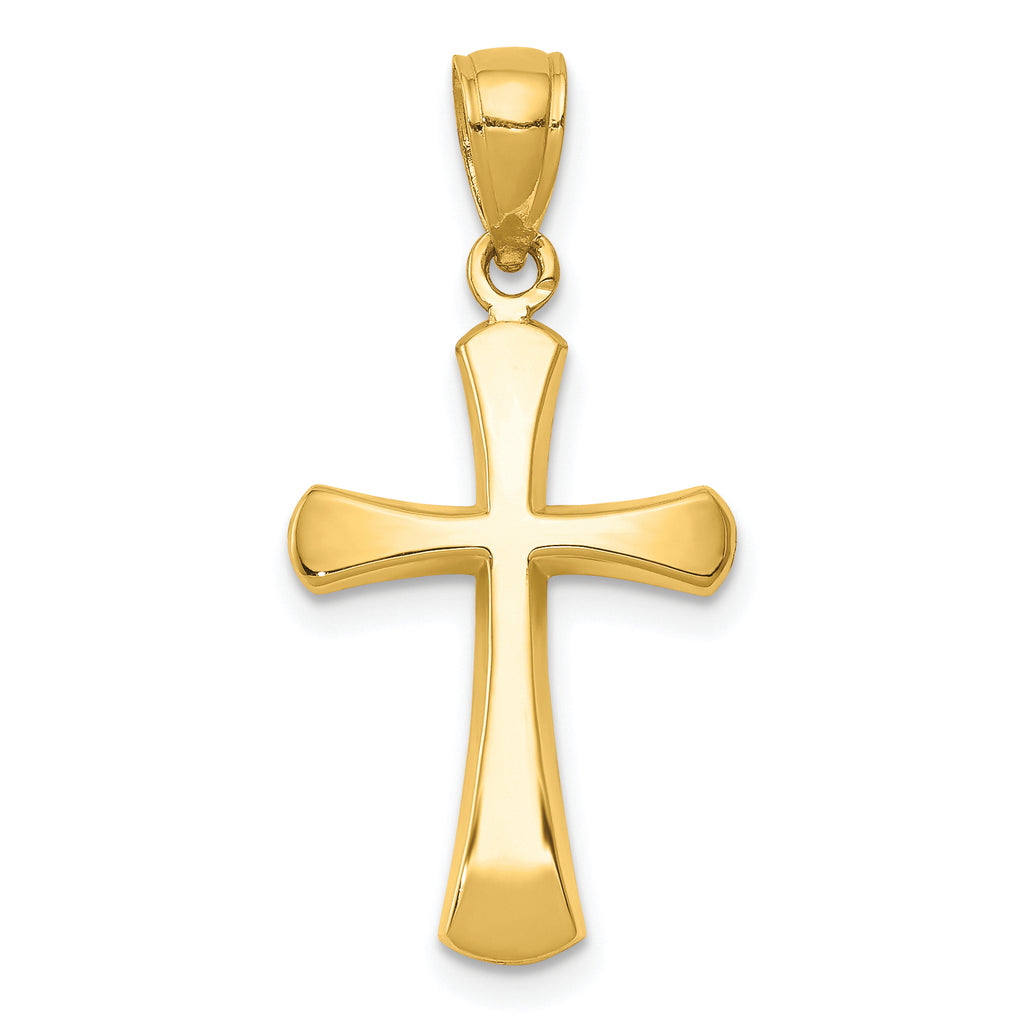 10K None Polished Beveled Cross w/ Round Tips Charm
