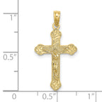 10K Inri Crucifix W/ Scroll Tips Charm