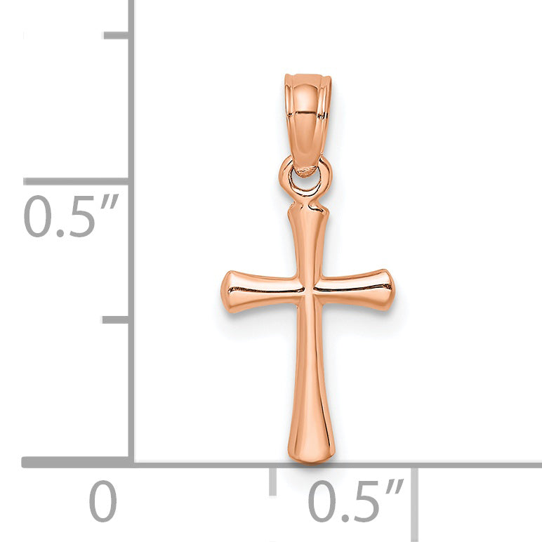 10K Rose Gold Polished Beveled Cross w/ Round tips Charm Secondary image