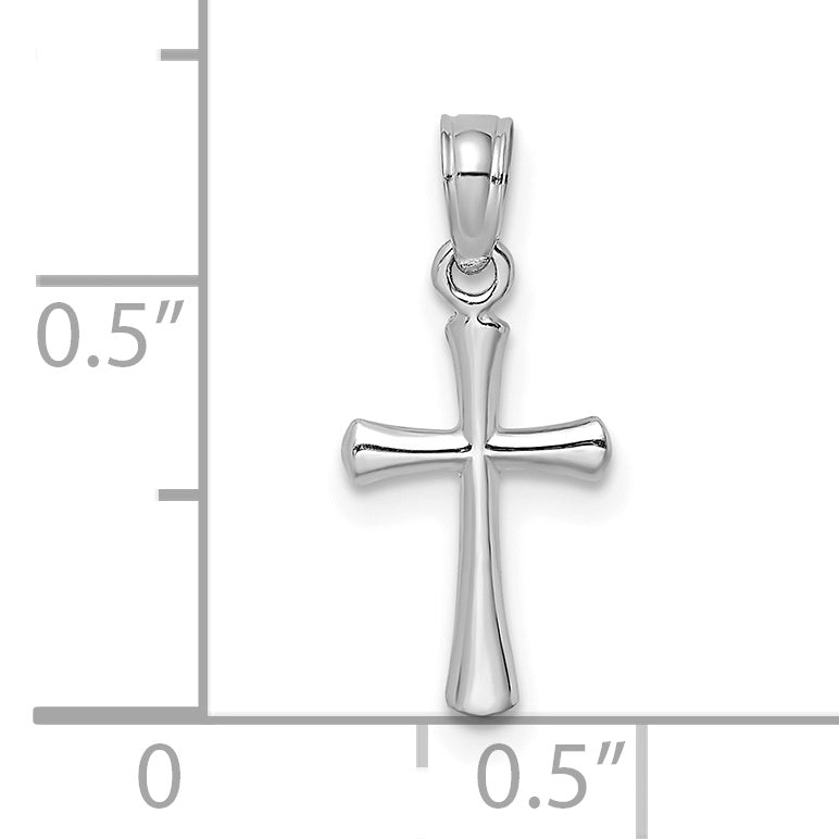 10K White Gold Polished Beveled Cross w/ Round tips Charm Secondary image